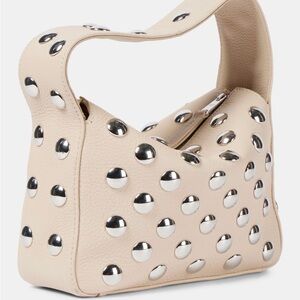KHAITE Cream Leather Mini Hobo with Silver Studs